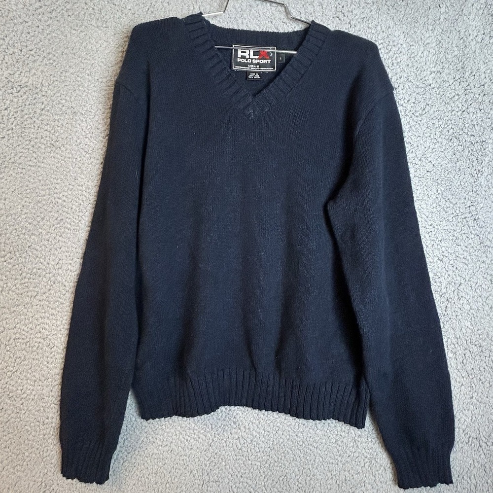 Vintage RLX  Polo Sport V-Neck Sweater Mens Thick Cotton Size Large